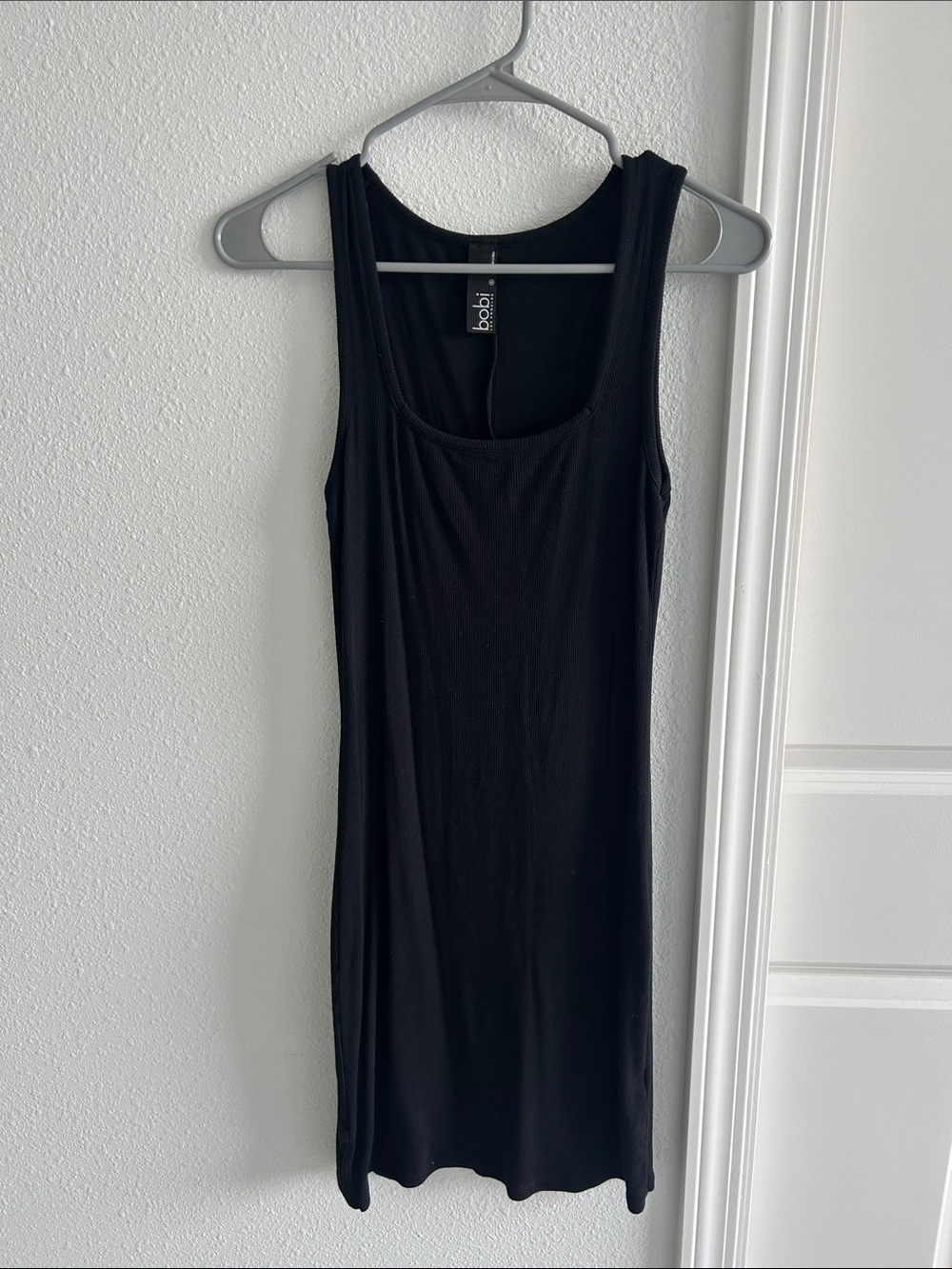bobi Black Ribbed Sleeveless Midi Dress
